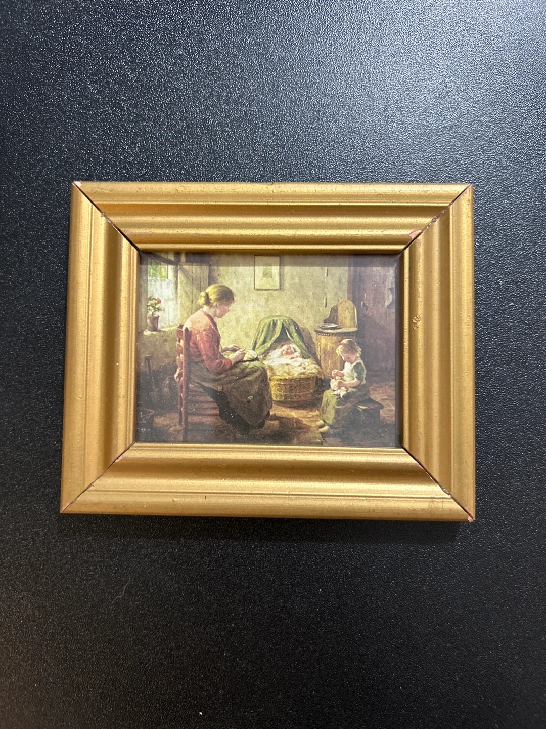 Framed Miniature Painting of Mother and Child