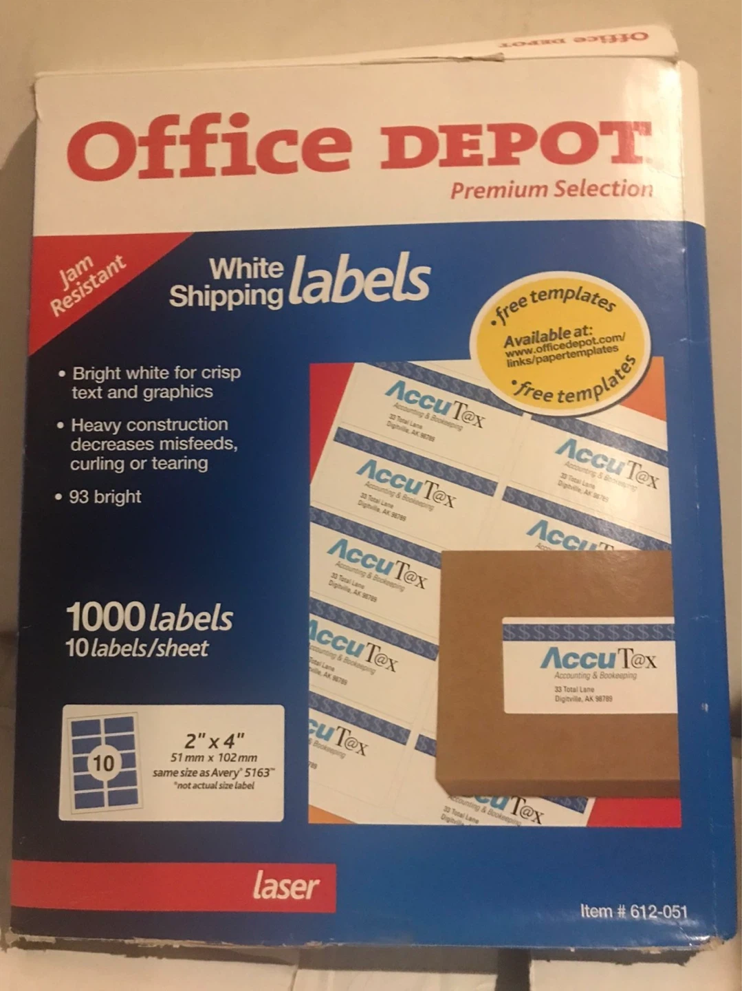 Office Depot Brand Inkjet/Laser Shipping Labels 2" x 4"