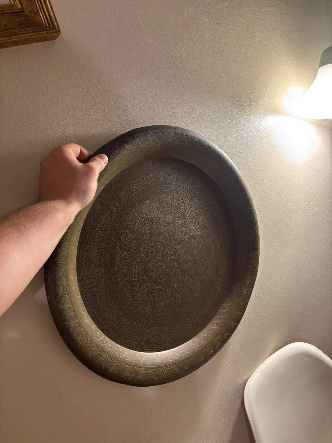 Vintage Decorative Brass Tray Made in Egypt - photo 4