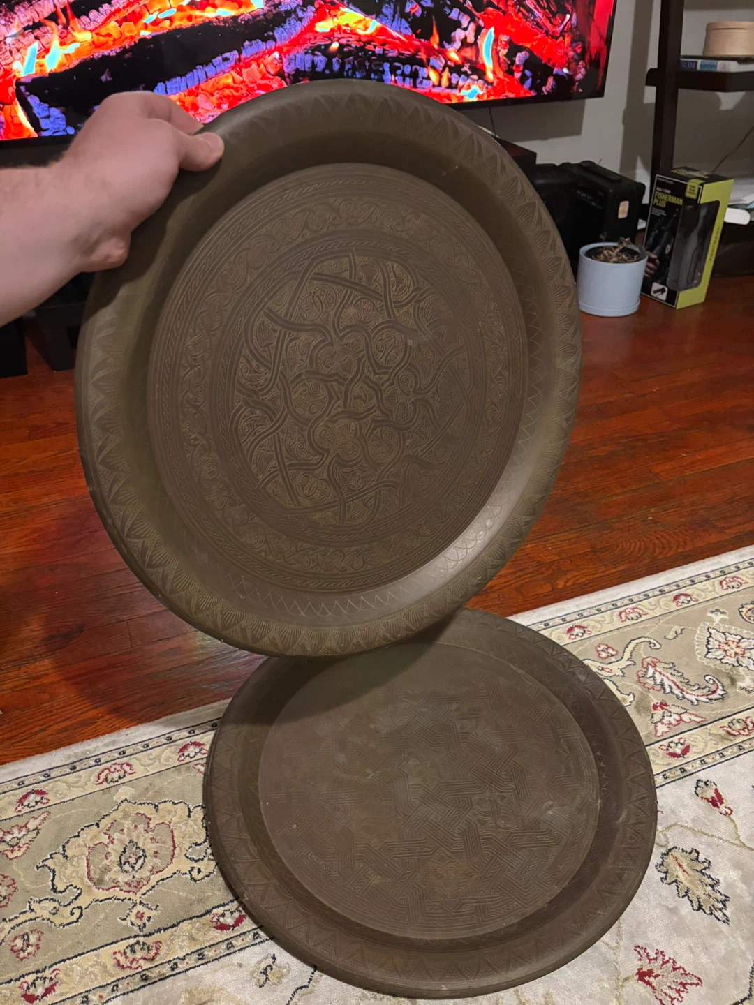 Vintage Decorative Brass Tray Made in Egypt