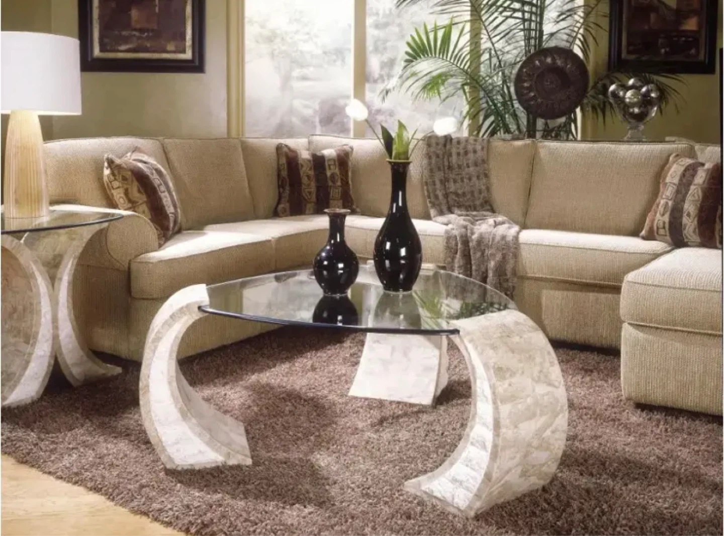 Postmodern Tessellated Stone & Glass Coffee Table - photo 5