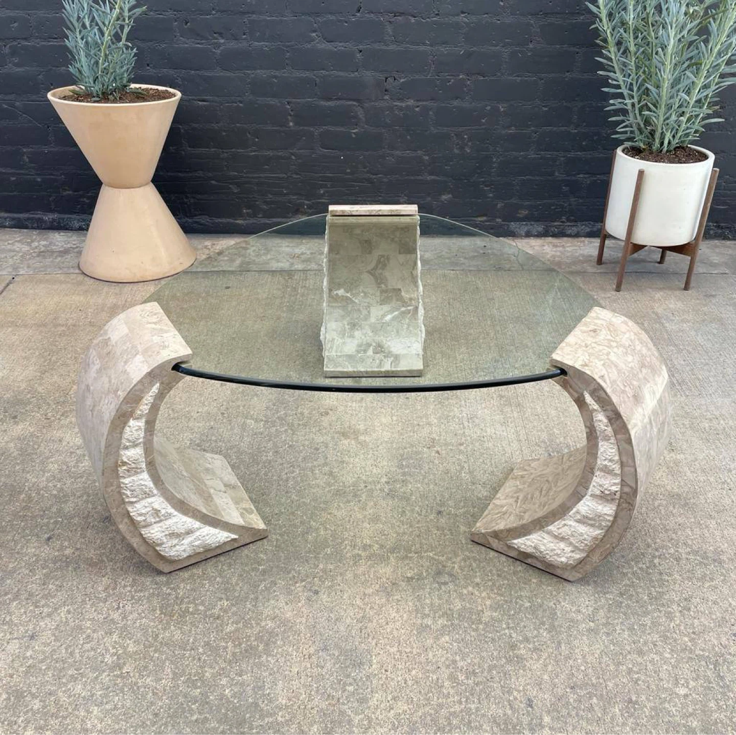 Postmodern Tessellated Stone & Glass Coffee Table - photo 3