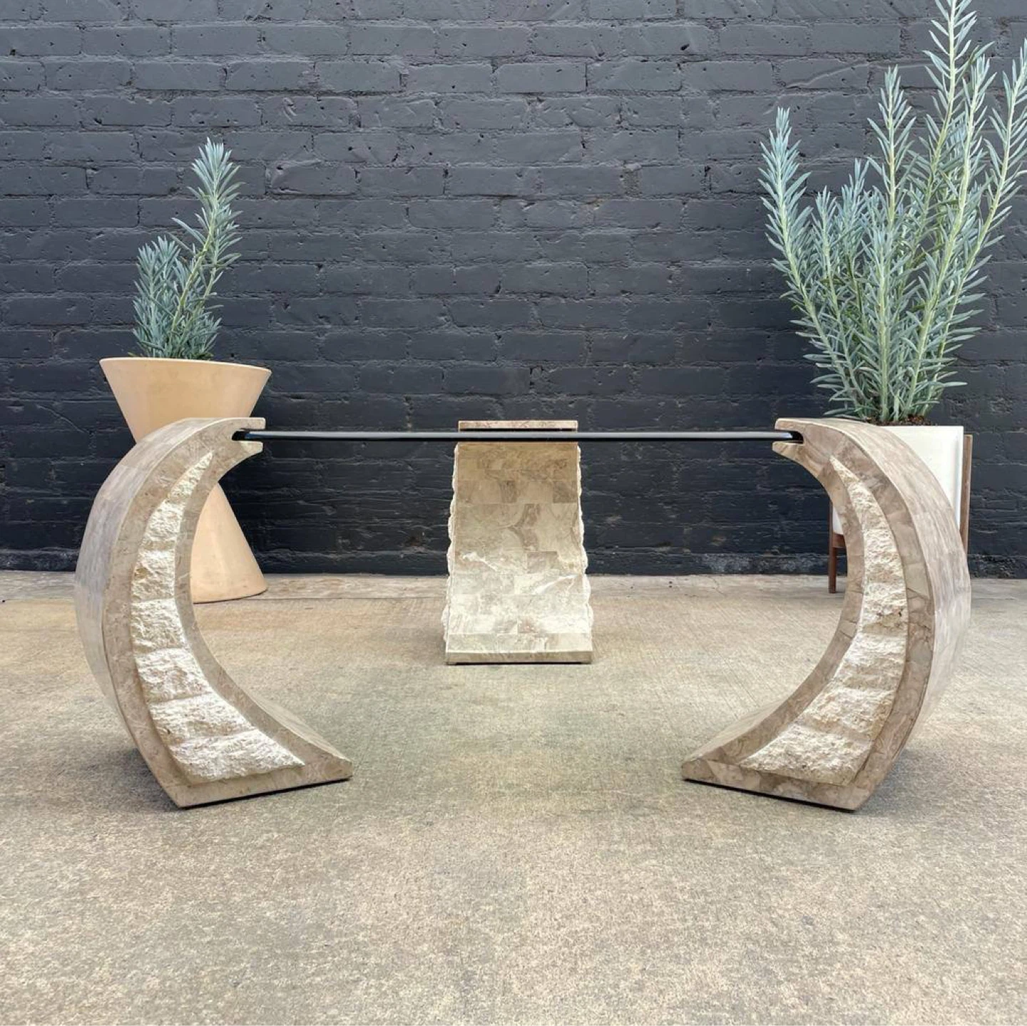 Postmodern Tessellated Stone & Glass Coffee Table - photo 4