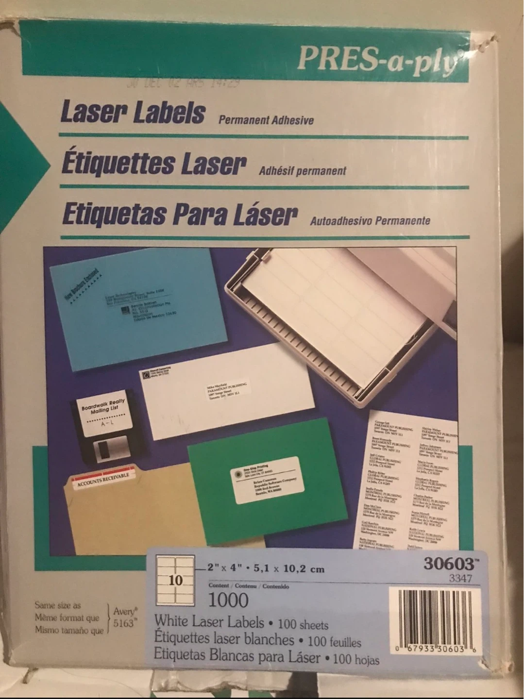 Avery Pres-a-ply White Laser Label 2-5/8 Inch X 1 Inch