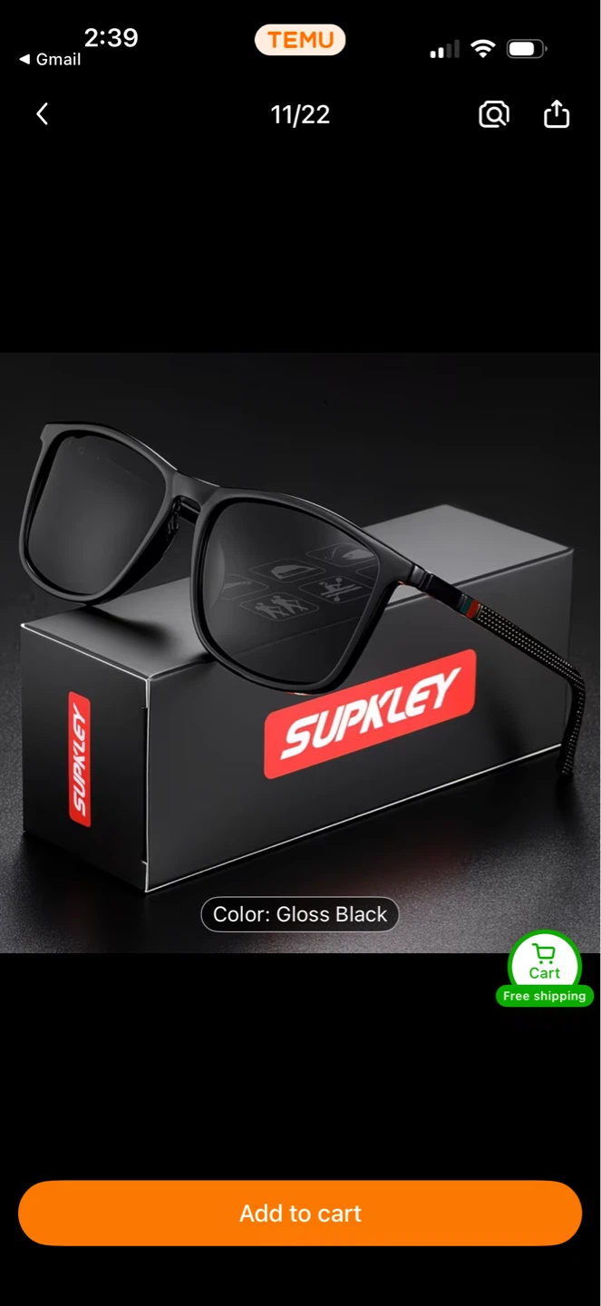Supkley Gloss Black Sunglasses