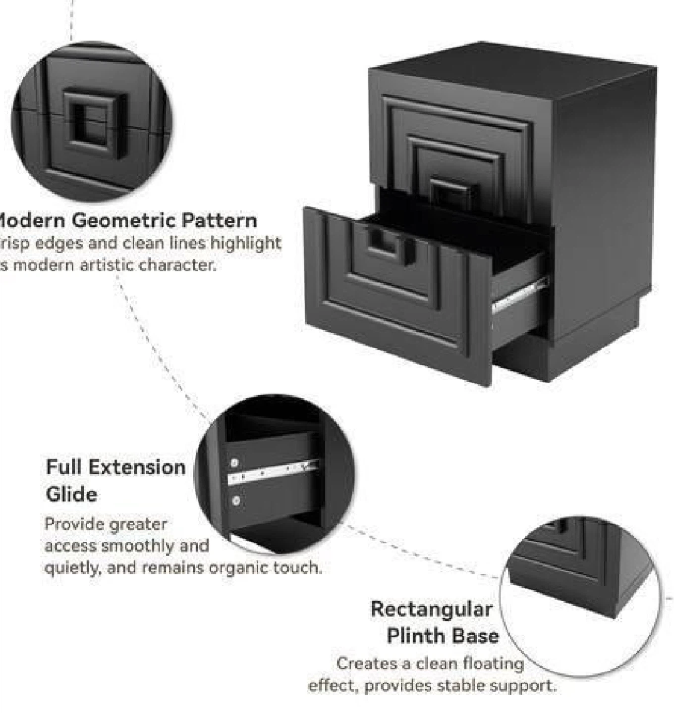 Modern Geometric 2-Drawer Nightstand - photo 3