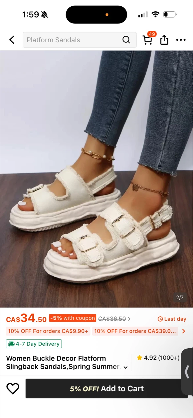 Women's White Decor Platform Slingback Sandals - photo 2