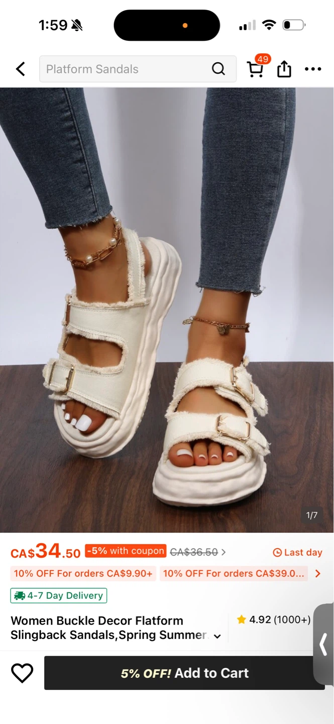 Women's White Decor Platform Slingback Sandals