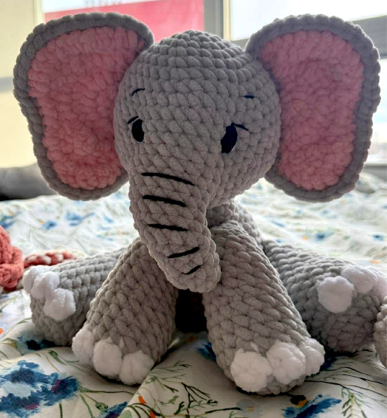 Grey Crochet Elephant Stuffed Animal
