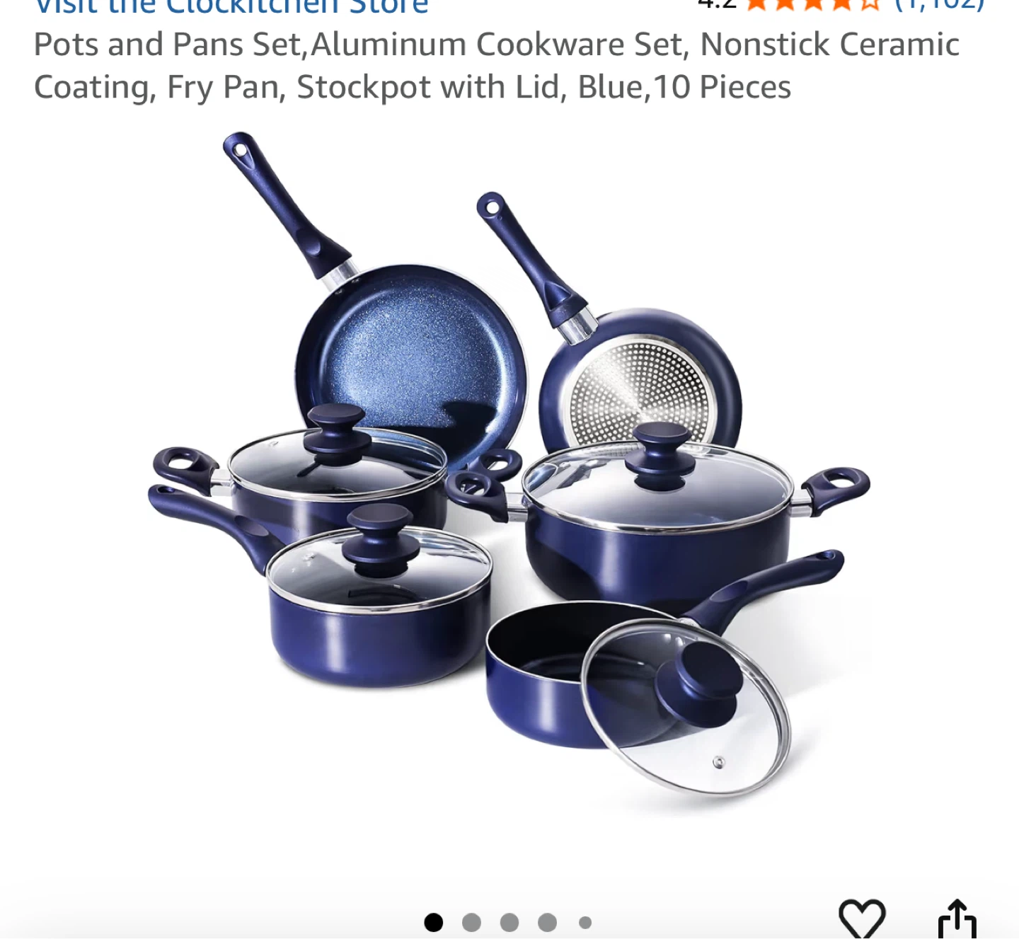 10-Piece Blue Aluminum Cookware Set
