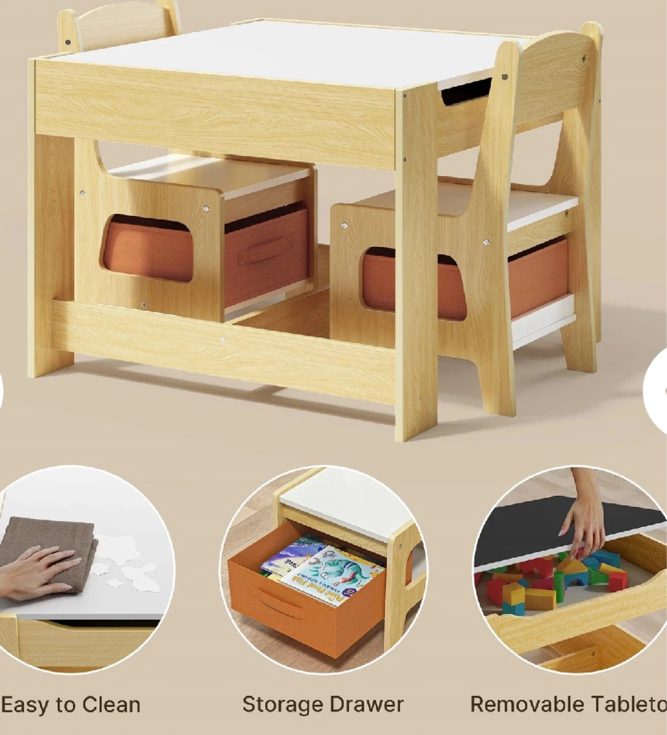 Kids Table and Chair Set with Storage - photo 3