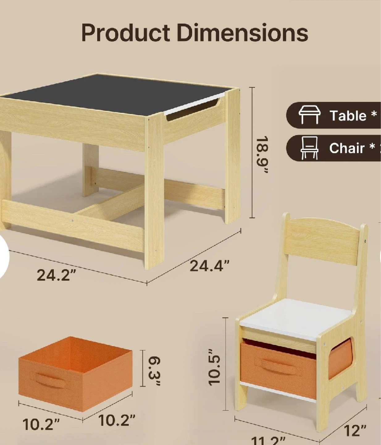 Kids Table and Chair Set with Storage - photo 4
