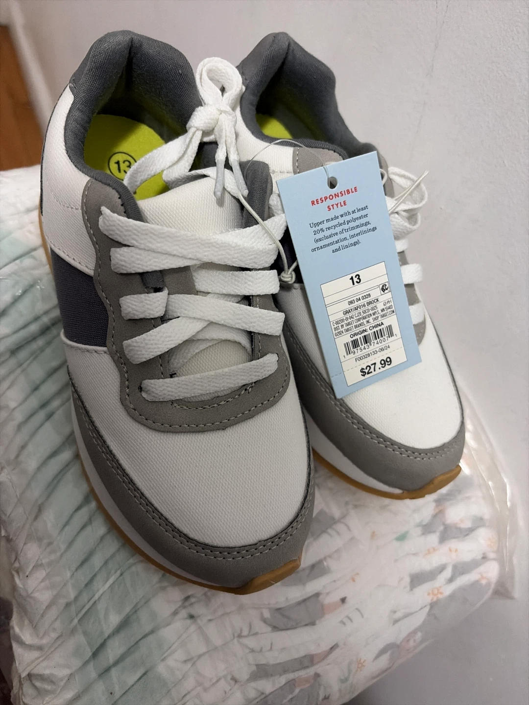 Cat & Jack Kids Gray Brock Sneakers Size 13