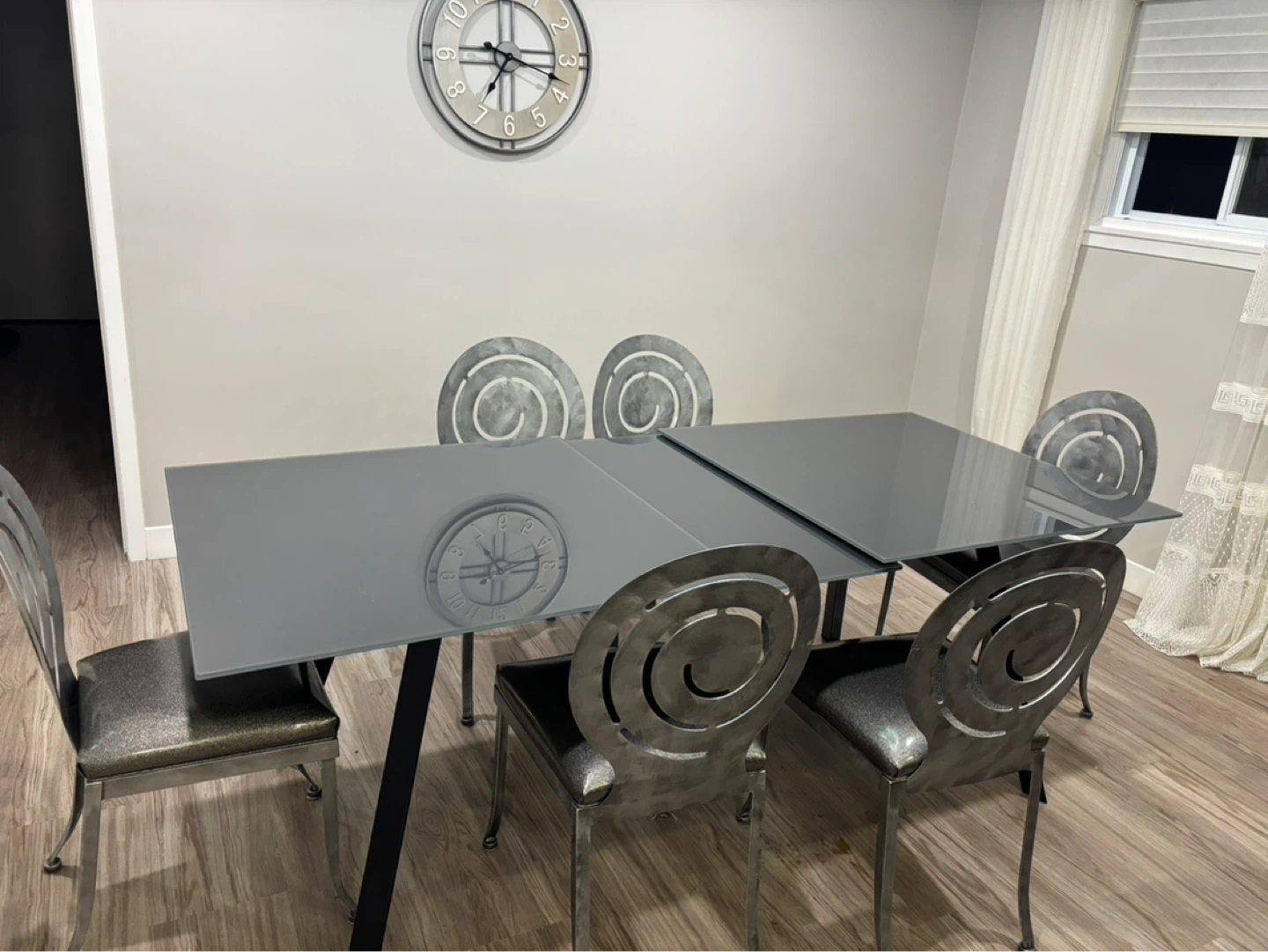 Glass Top Dining Table with 6 Chairs