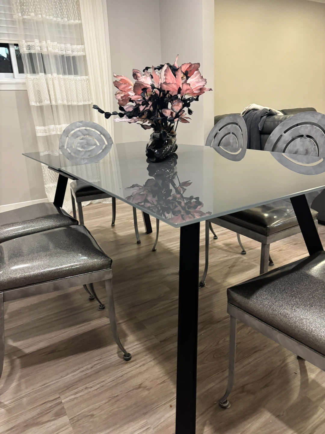 Glass Top Dining Table with 6 Chairs - photo 2