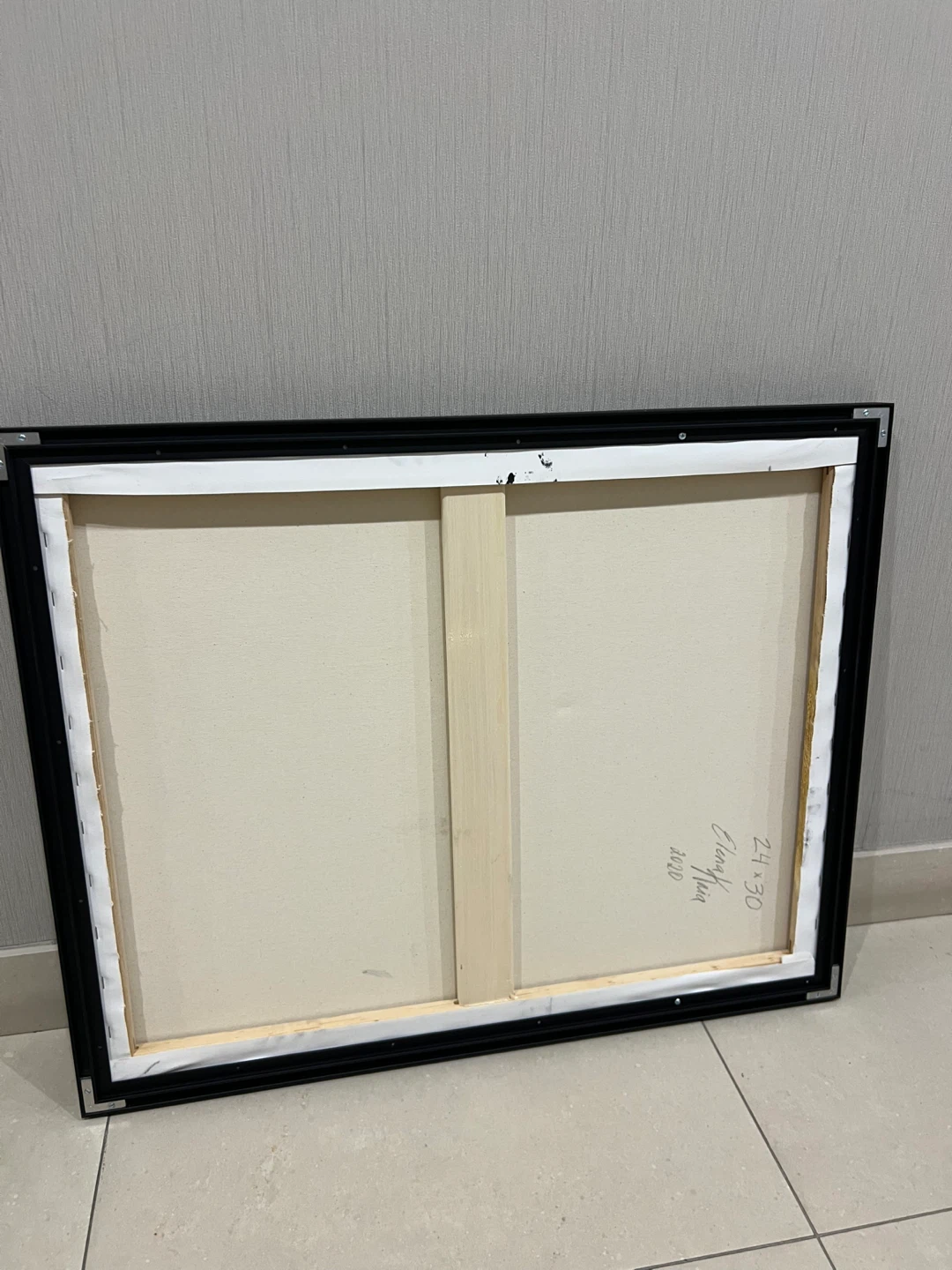 Framed Abstract Black and White Painting - photo 2