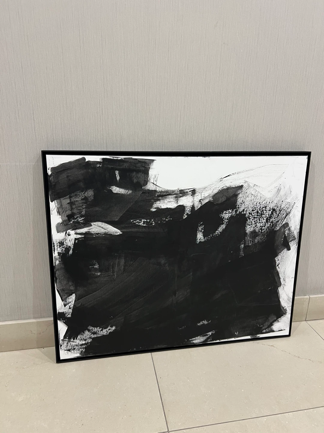 Framed Abstract Black and White Painting - photo 3