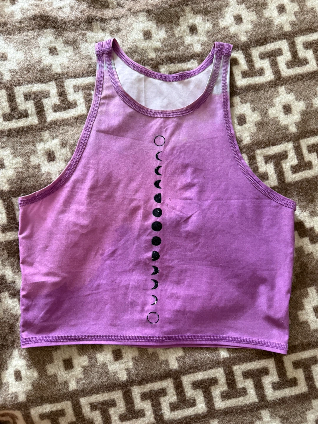 Purple Crop Top with Moon Phases Graphic