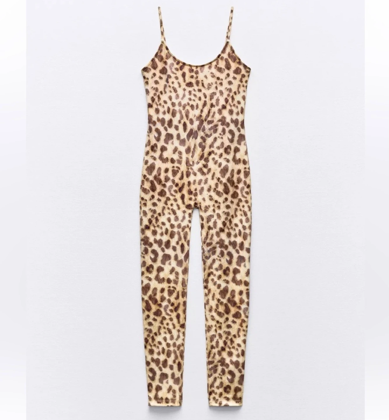 Zara Leopard Print Spaghetti Strap Jumpsuit