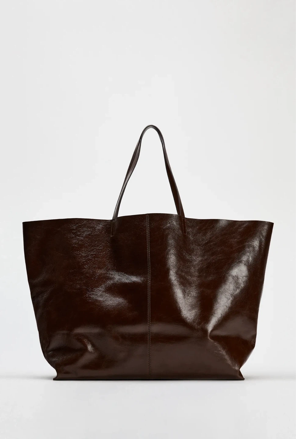 Zara Maxi Leather Tote Bag - Chocolate