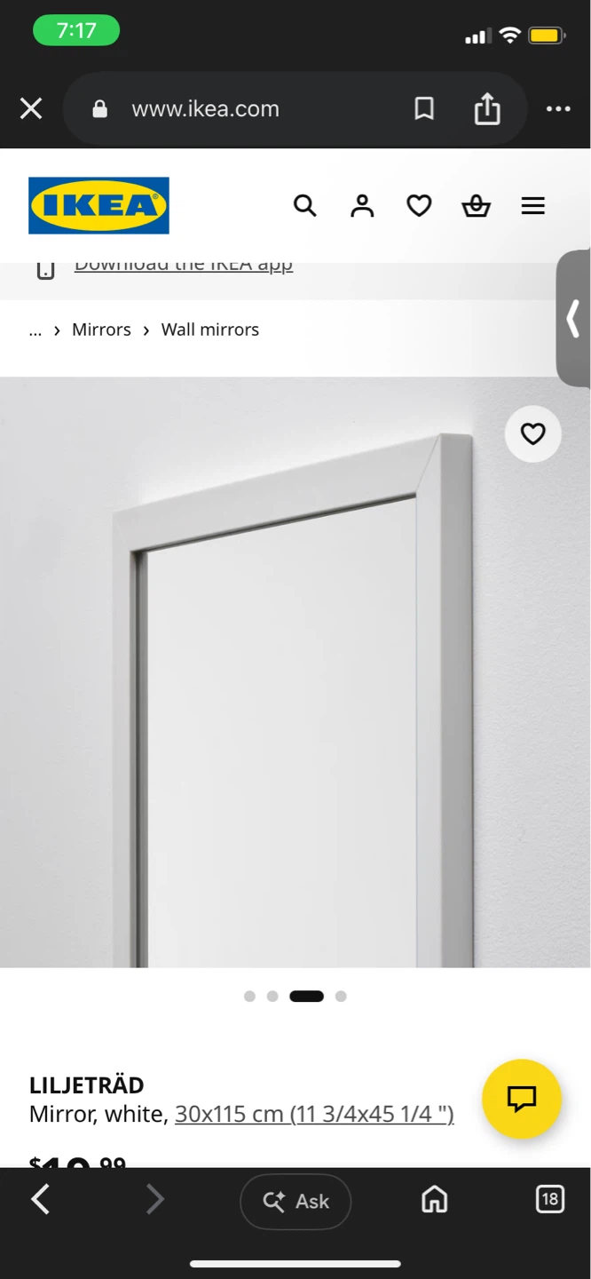 IKEA Liljetrad Mirror - White, 30x115 cm - photo 3