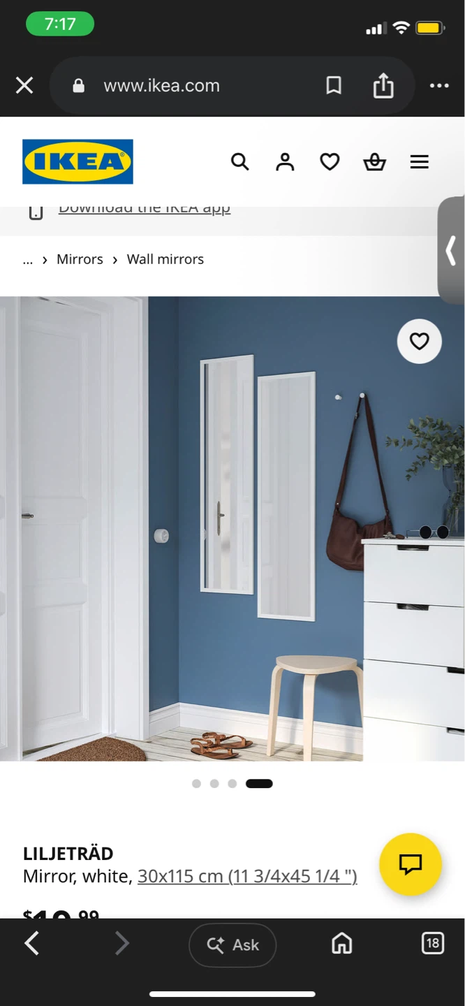 IKEA Liljetrad Mirror - White, 30x115 cm - photo 4