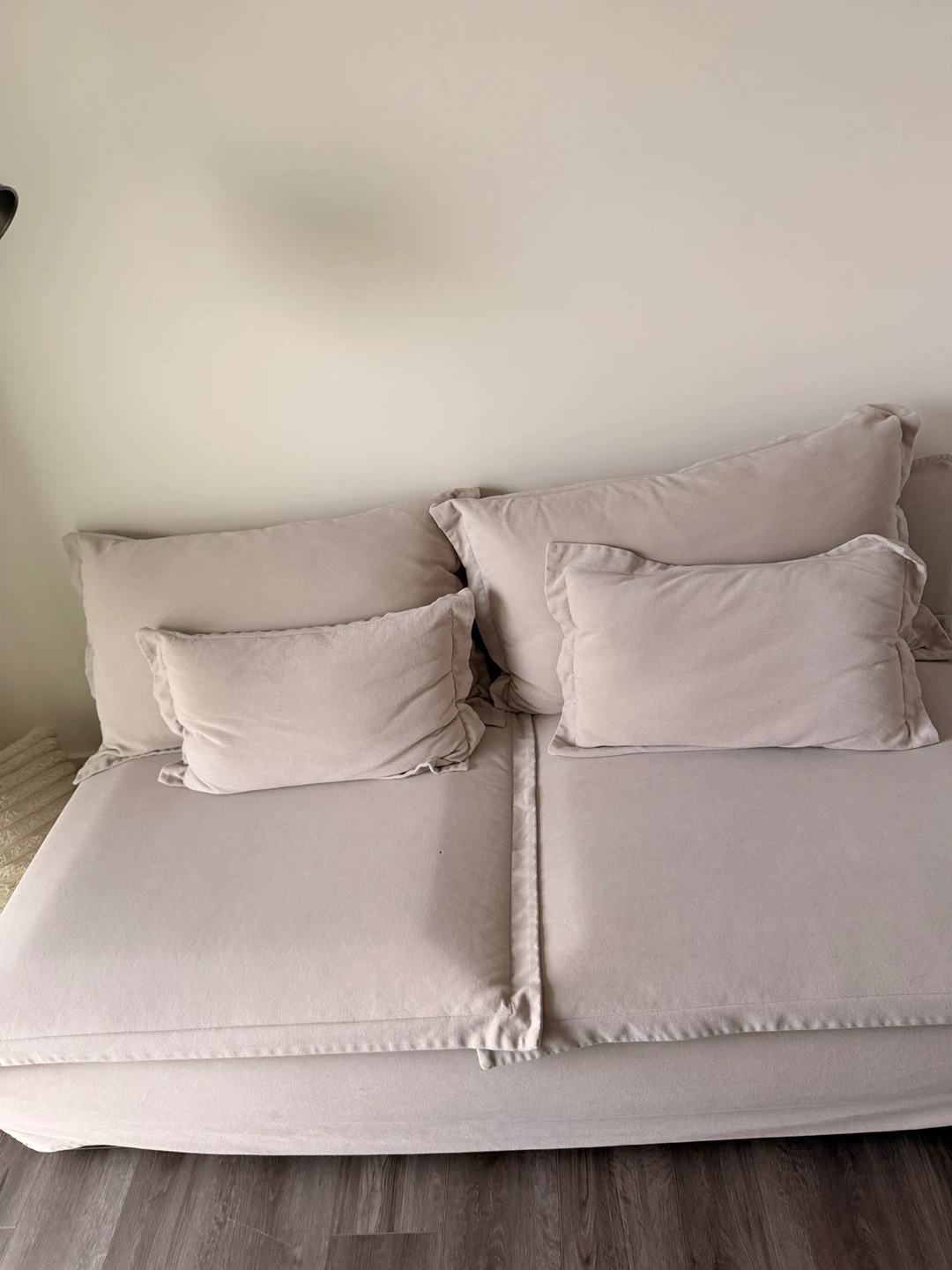 Beige Loveseat with 4 Pillows - photo 2