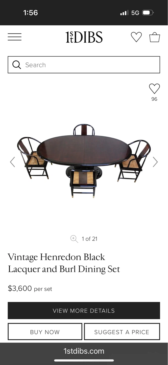Henredon Black Lacquer and Cane Dining Chairs (Set of 4)