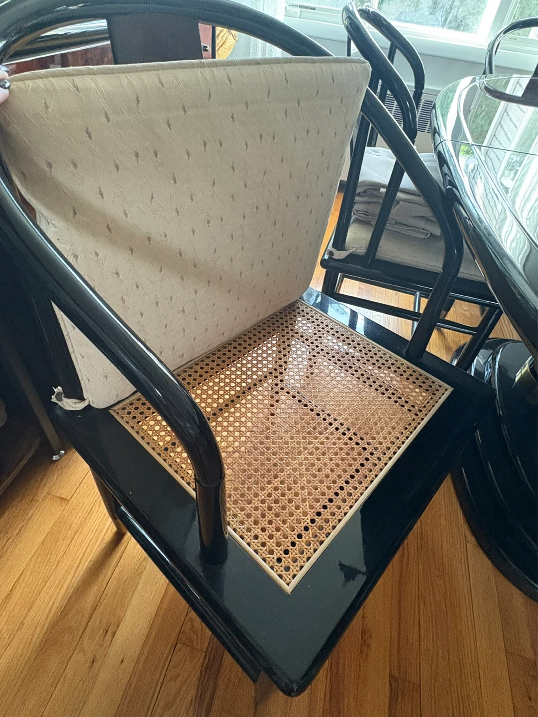 Henredon Black Lacquer and Cane Dining Chairs (Set of 4) - photo 3