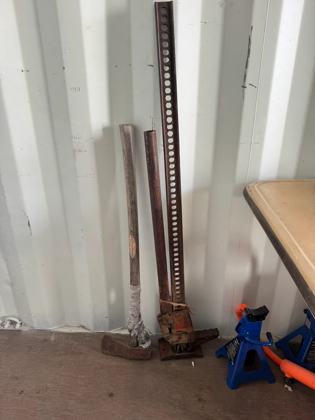 Vintage Hi-Lift Jack and Axe Head Tool Set