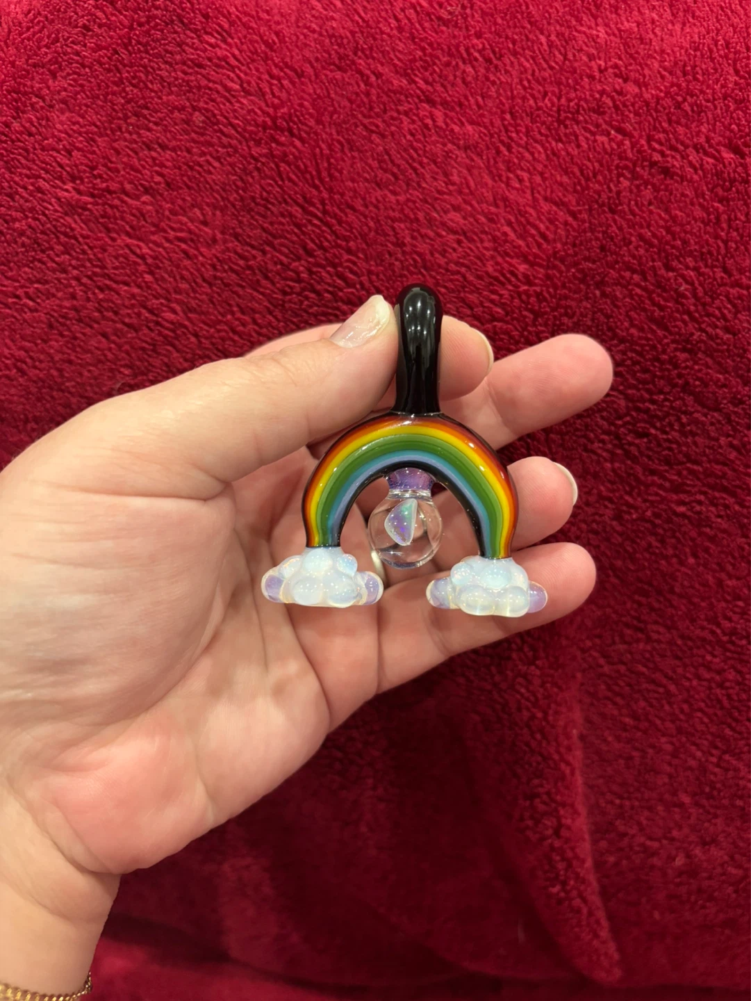 Glass Rainbow Pendant with Clouds