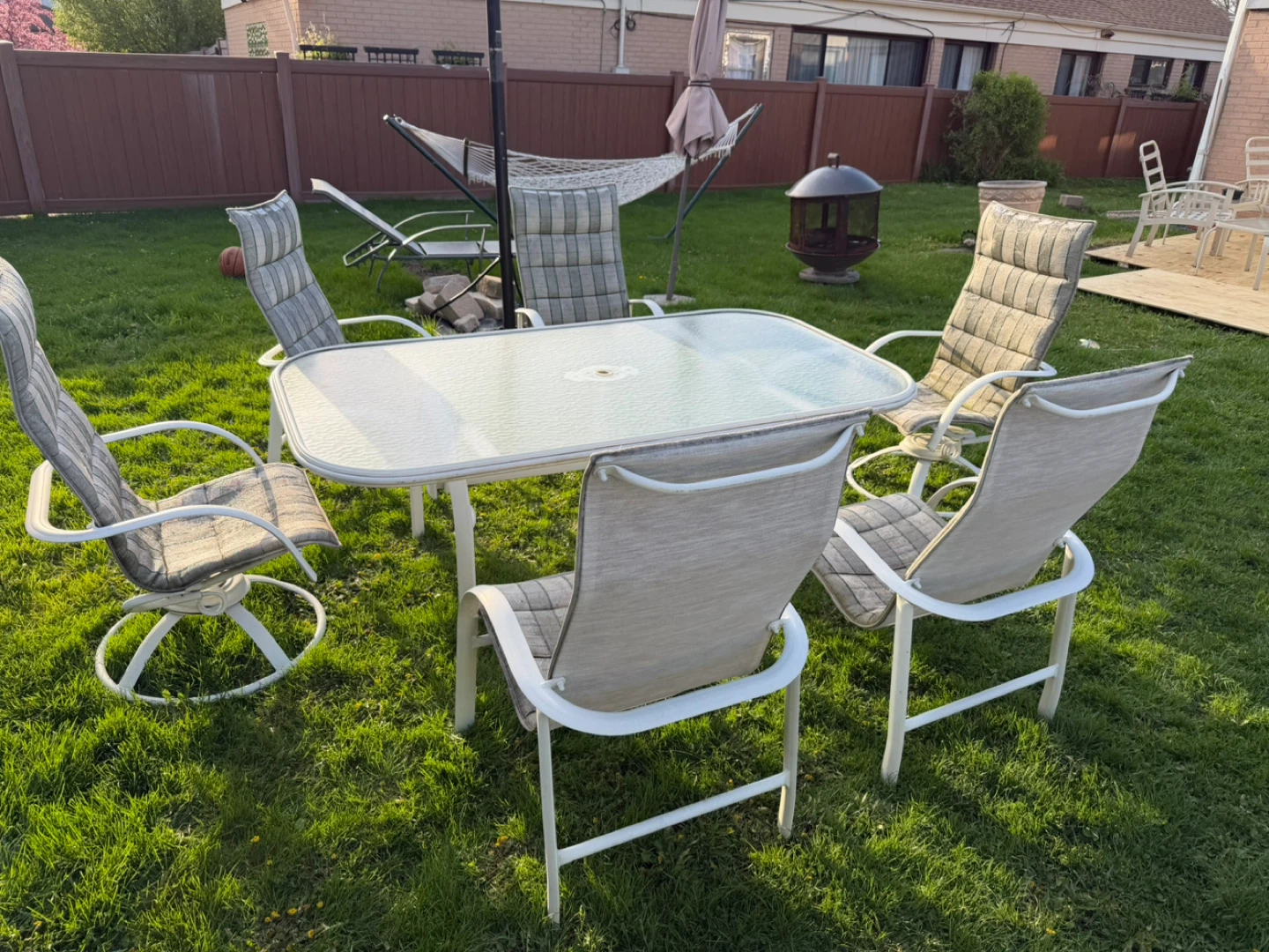Glass Top Patio Dining Set with 6 Chairs - photo 4