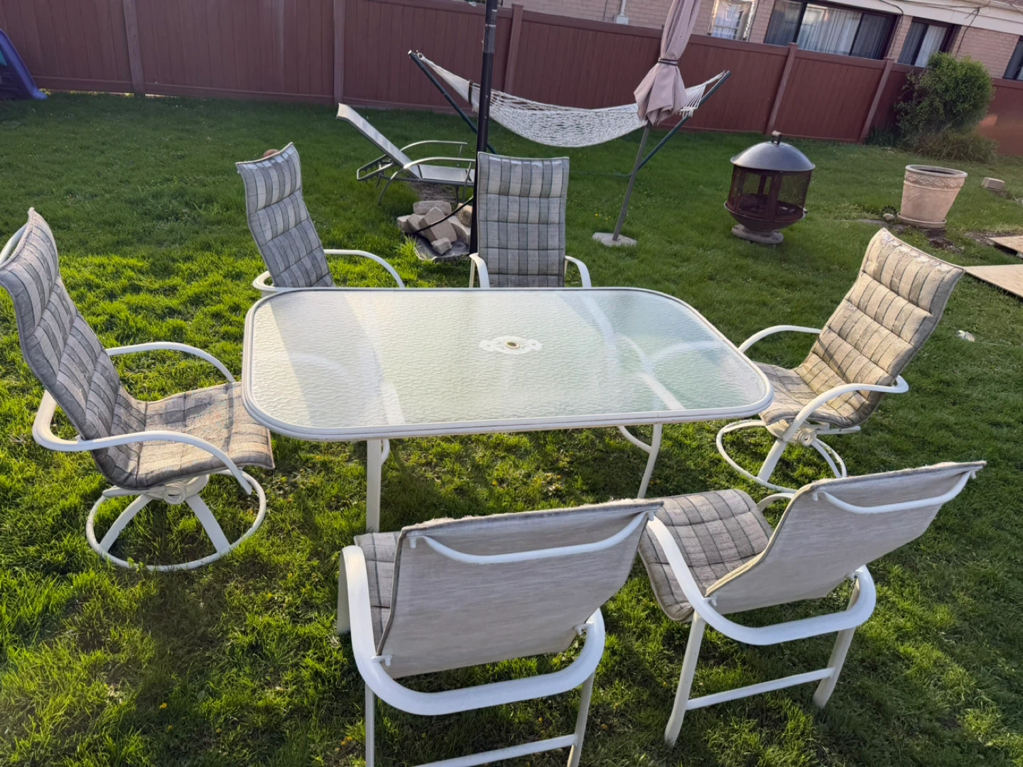 Glass Top Patio Dining Set with 6 Chairs - photo 5