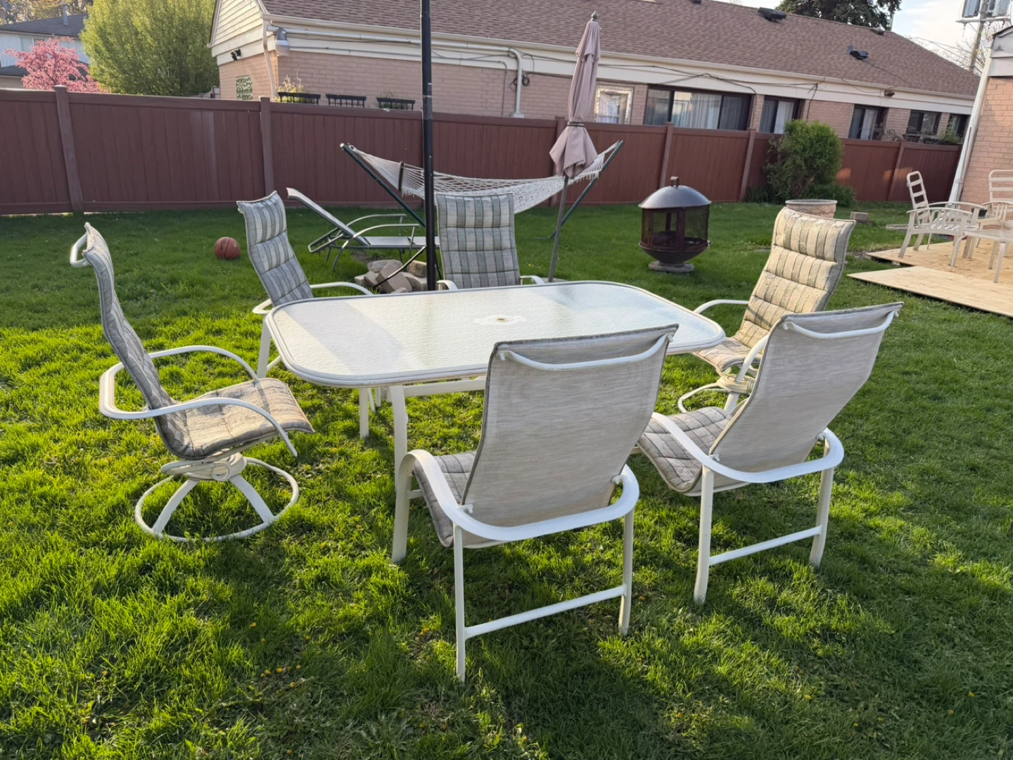 Glass Top Patio Dining Set with 6 Chairs - photo 3