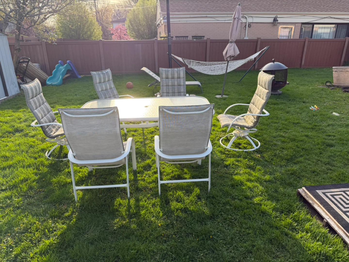 Glass Top Patio Dining Set with 6 Chairs - photo 2