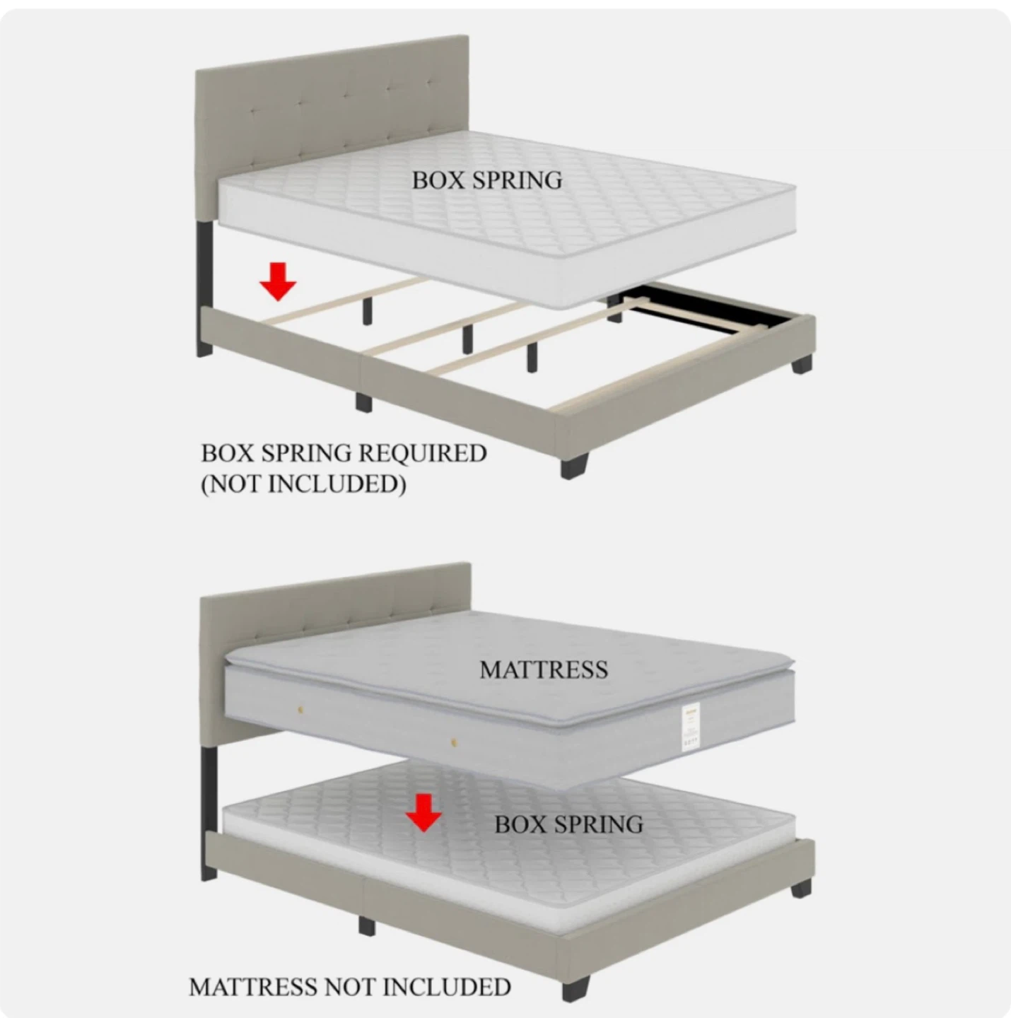 Grey Tufted Upholstered Bed Frame - photo 3