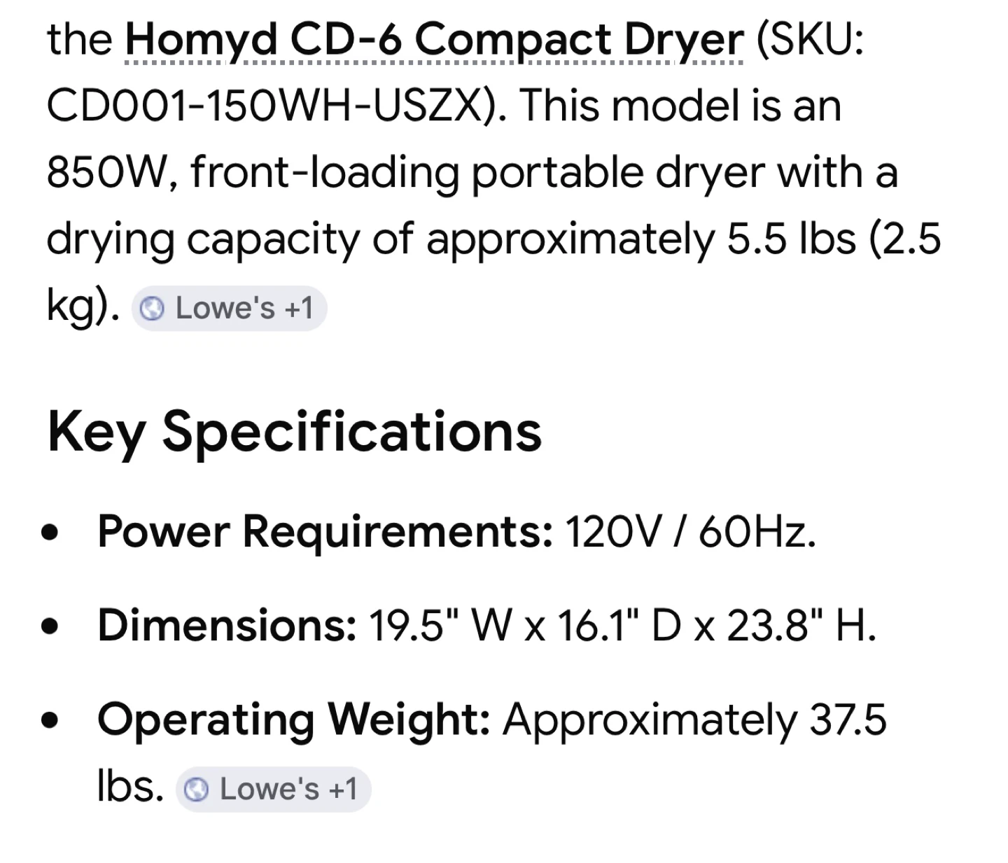 Homdy CD-6 Compact Dryer - photo 5