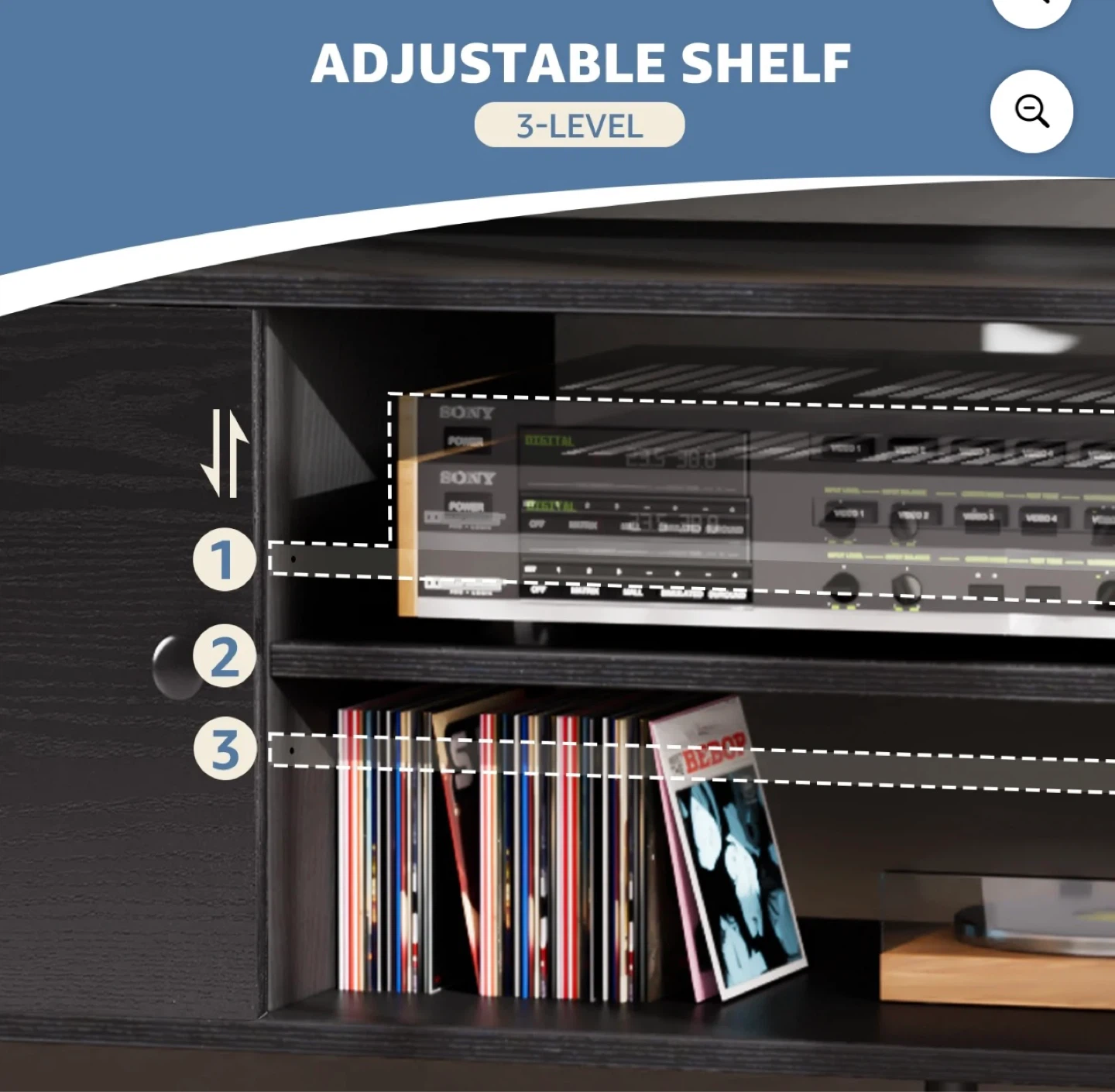 Black TV Stand Console - 53.5" Long - photo 4