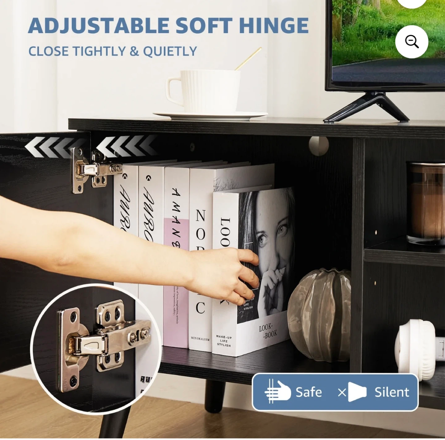 Black TV Stand Console - 53.5" Long - photo 2