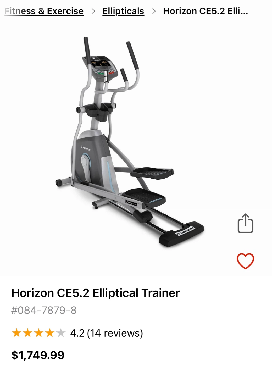 Horizon CE5.2 Elliptical Trainer