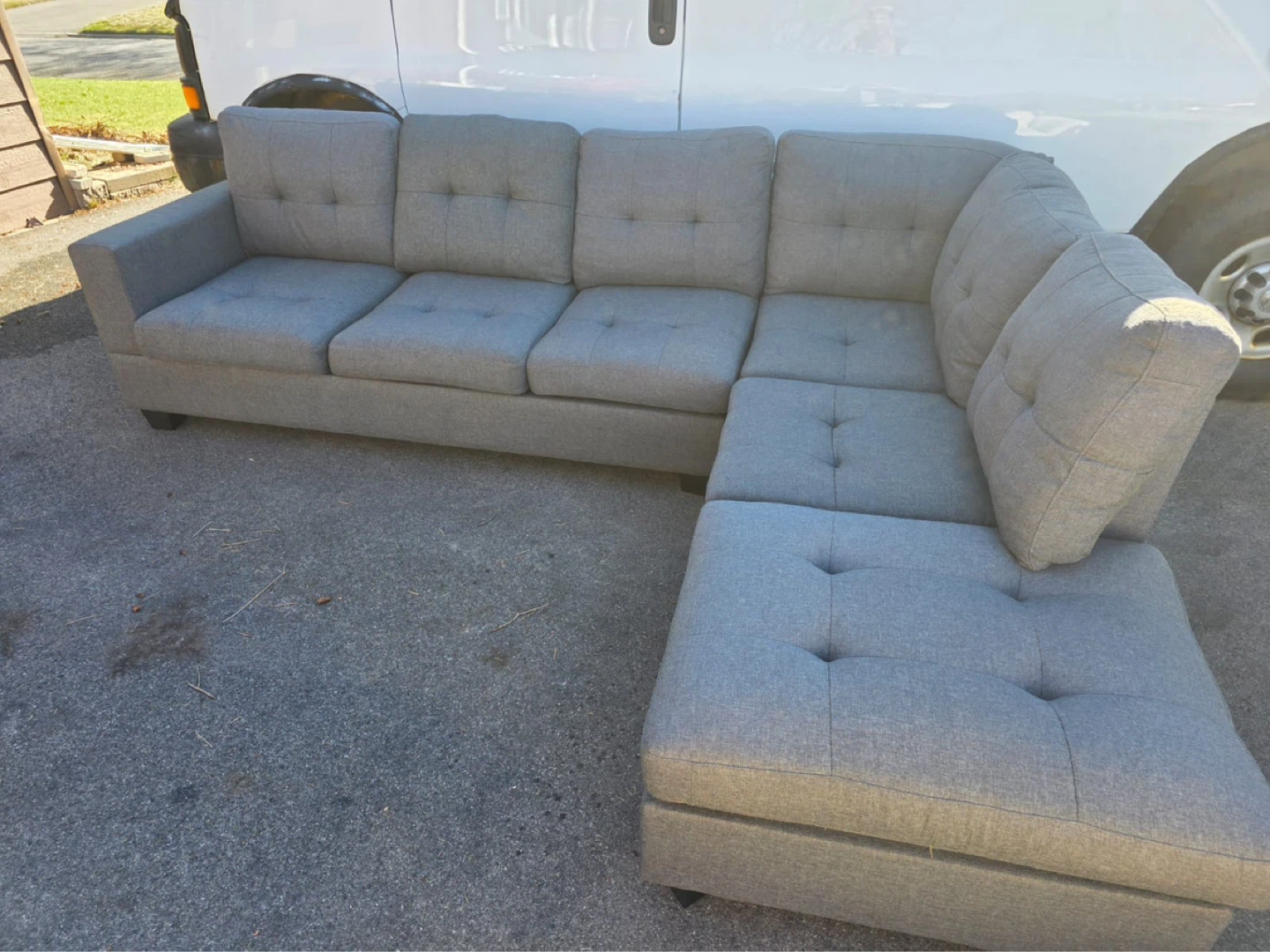 Grey Sectional Sofa with Cup Holder - photo 5