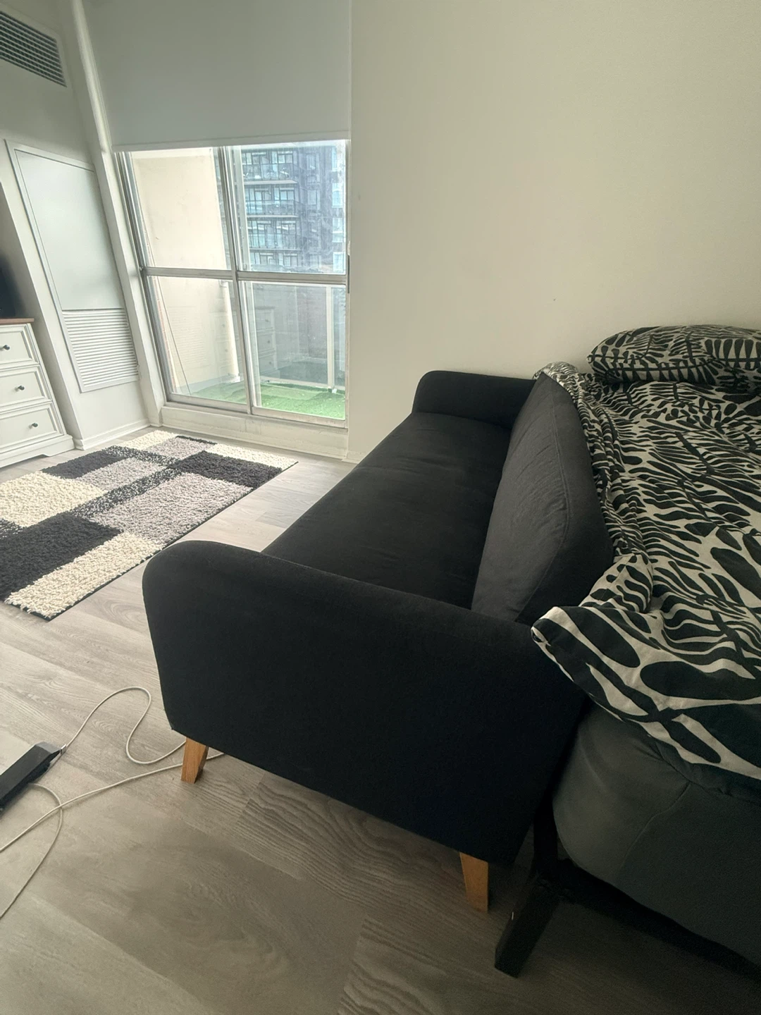 Black Upholstered Sofa - photo 2