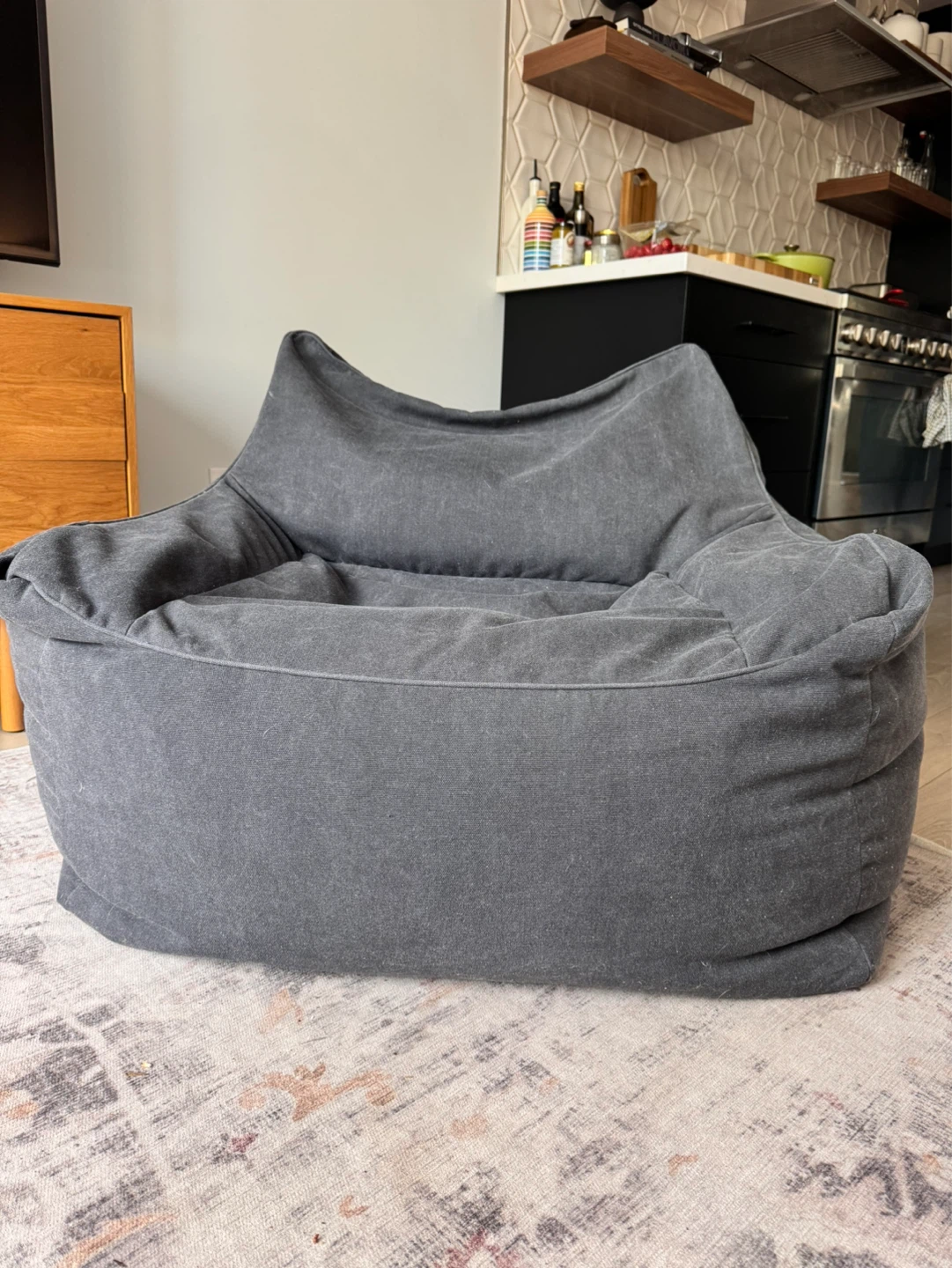 Bouclair Grey Large Bean Bag Chair