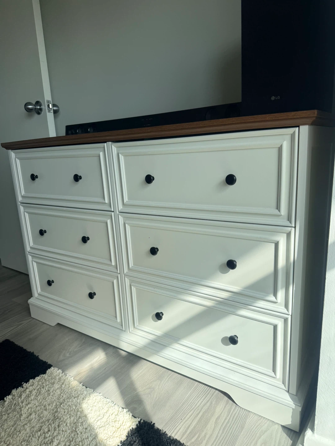 White Dresser with Wood Top - photo 2