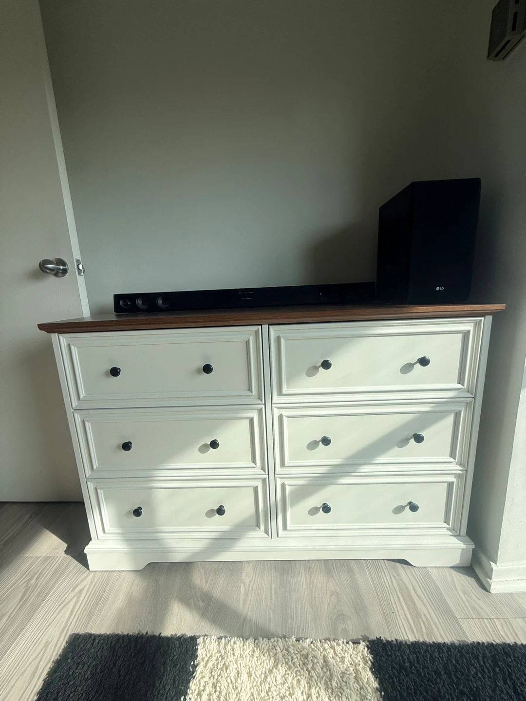White Dresser with Wood Top