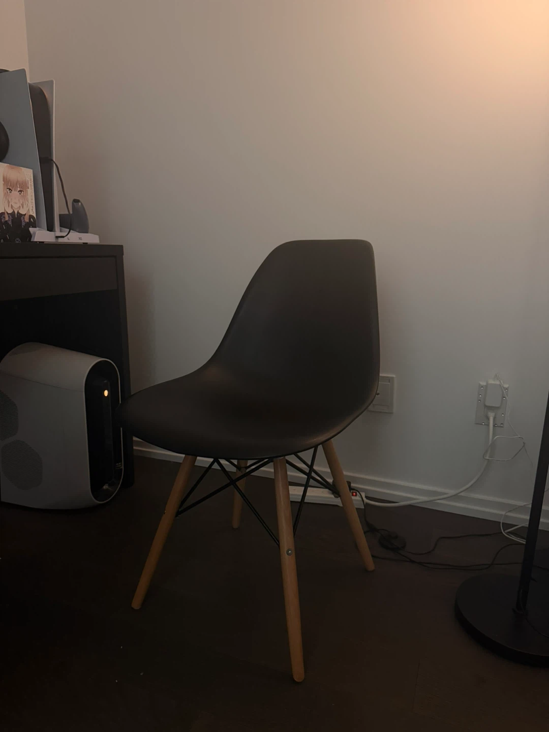 Black Dining Chair with Wooden Legs, - photo 2