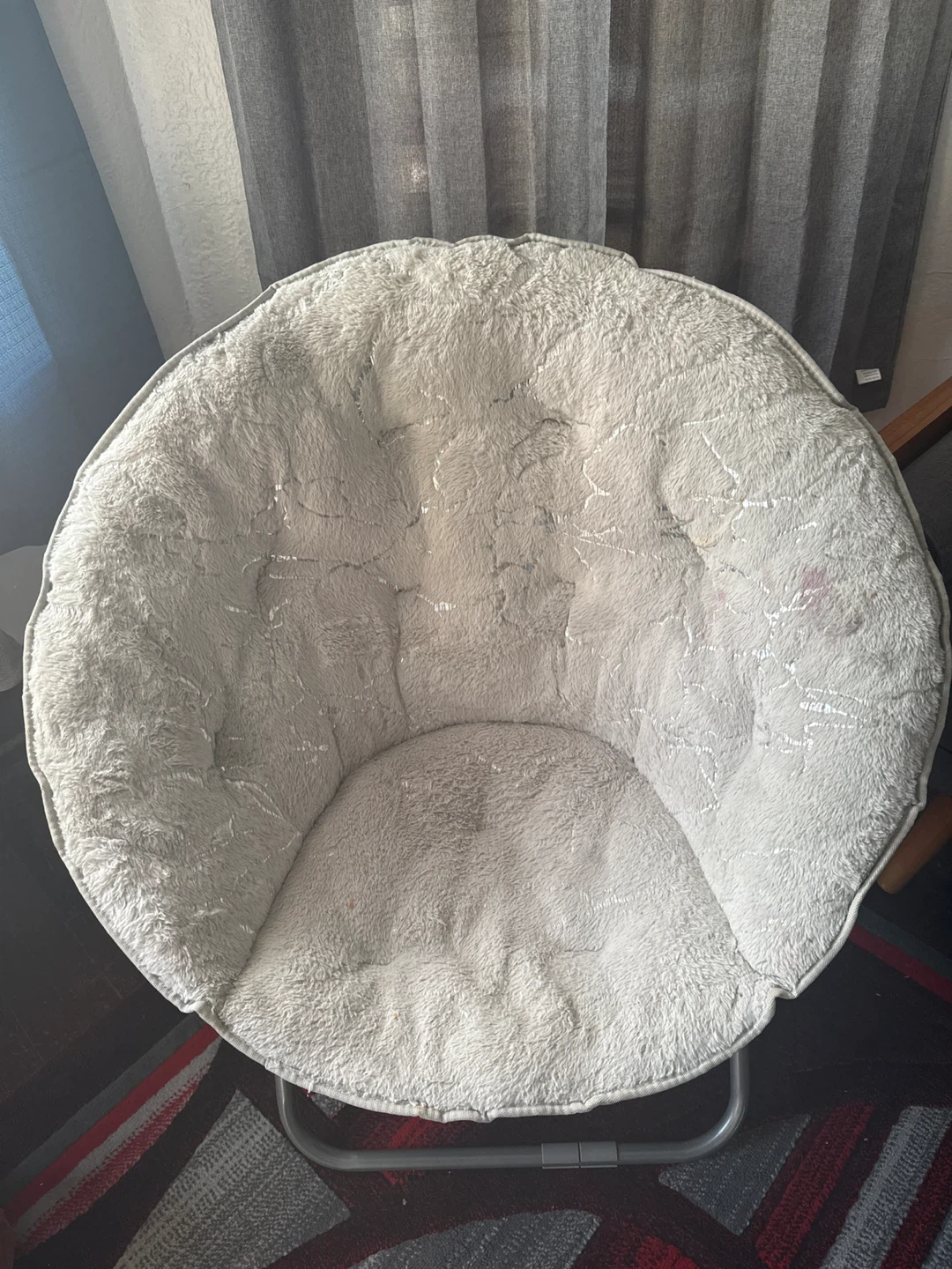 Fluffy Gray Saucer Chair