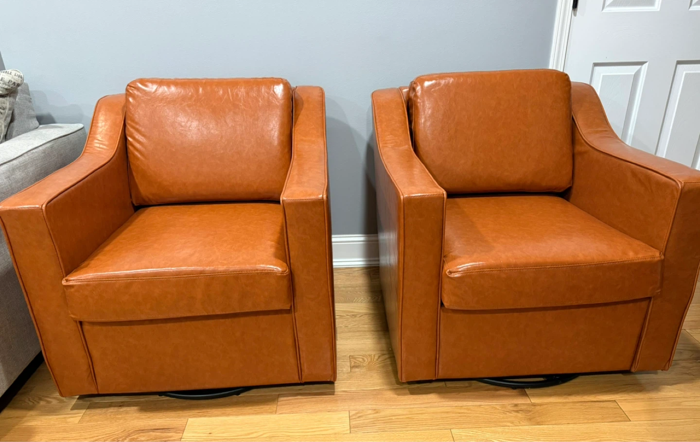 Brown Faux Leather Swivel Armchair (set-2) - photo 3