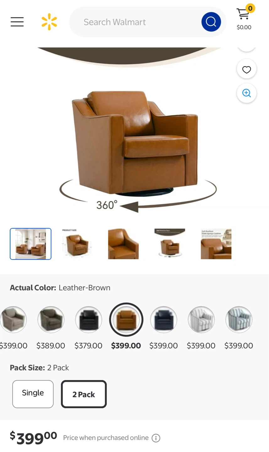 Brown Faux Leather Swivel Armchair (set-2) - photo 4