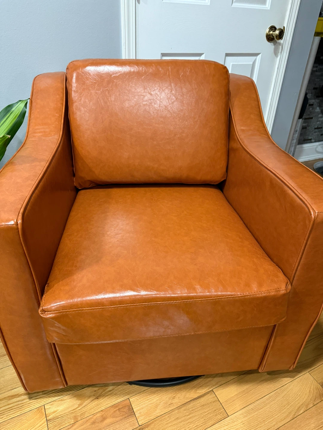 Brown Faux Leather Swivel Armchair (set-2) - photo 2